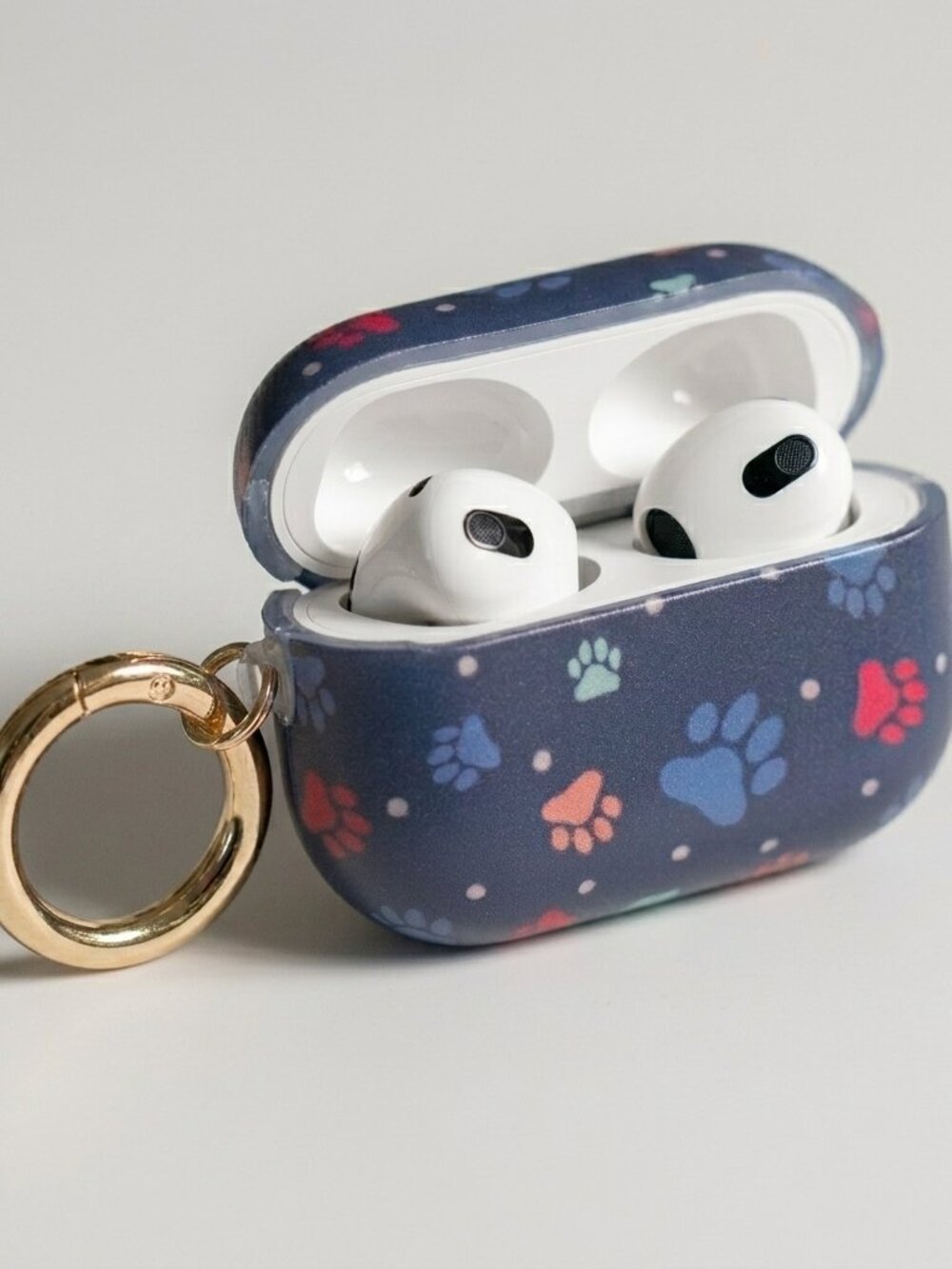 Cute Colored Dog Paws AirPods Pro 3 (2025) Cover Case Golden Keychain Case Only